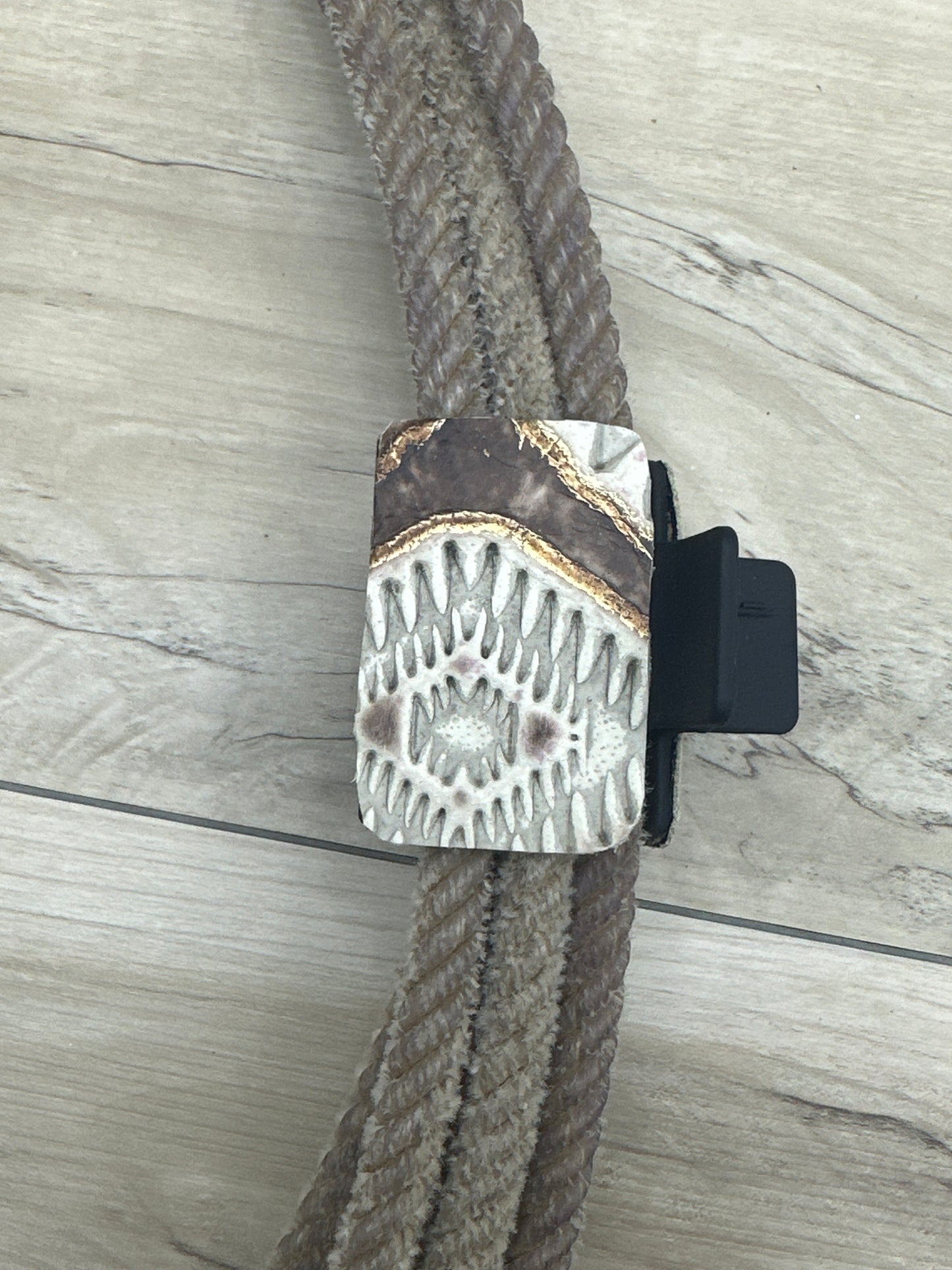 Small Cream and Brown Aztec Claw Clip