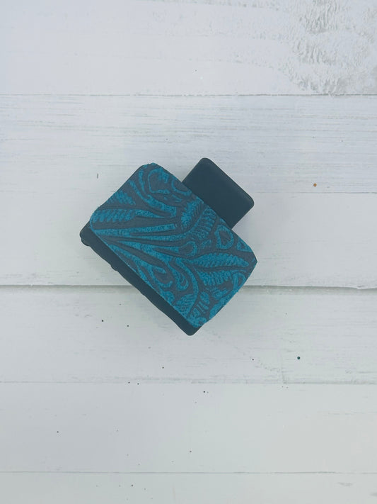 Small Turquoise Leather Clip