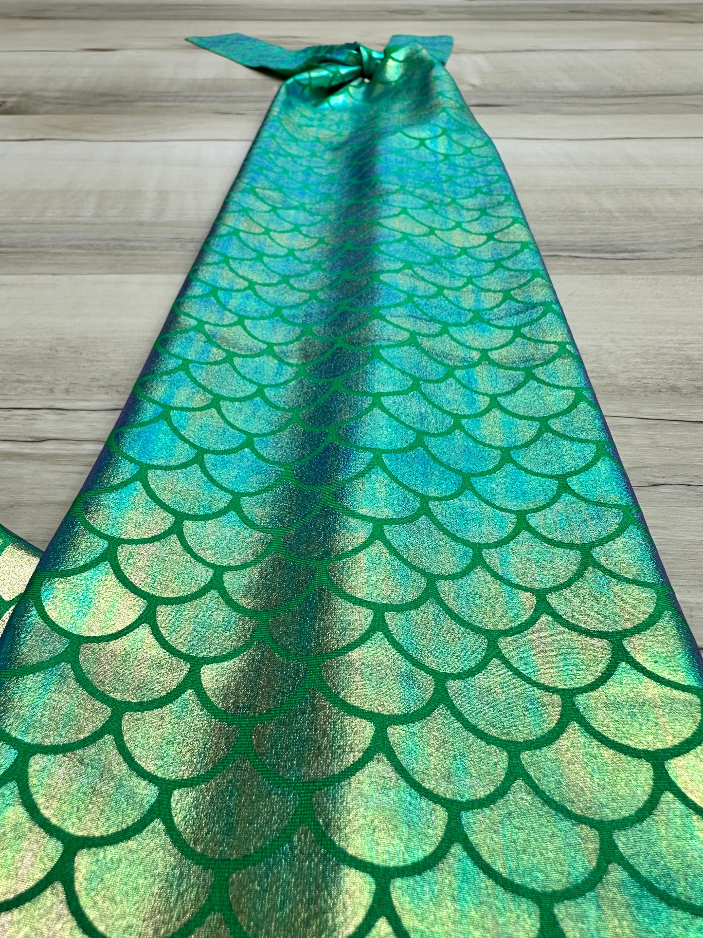 Green Holographic Mermaid with Purple Fringe