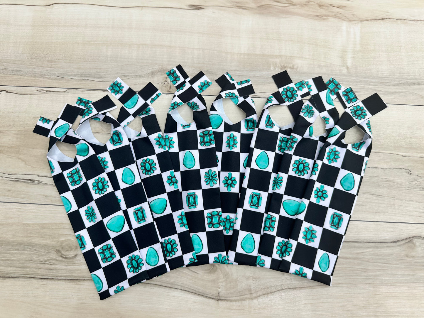 Checkers and Turquoise Mane Bags