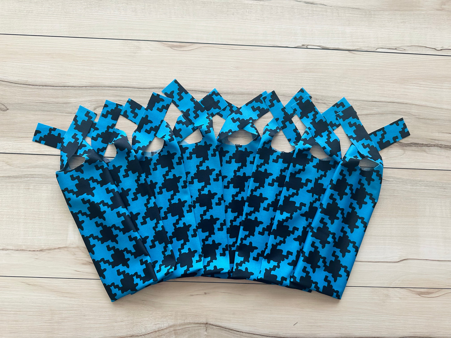 Blue & Black Houndstooth Set of 8